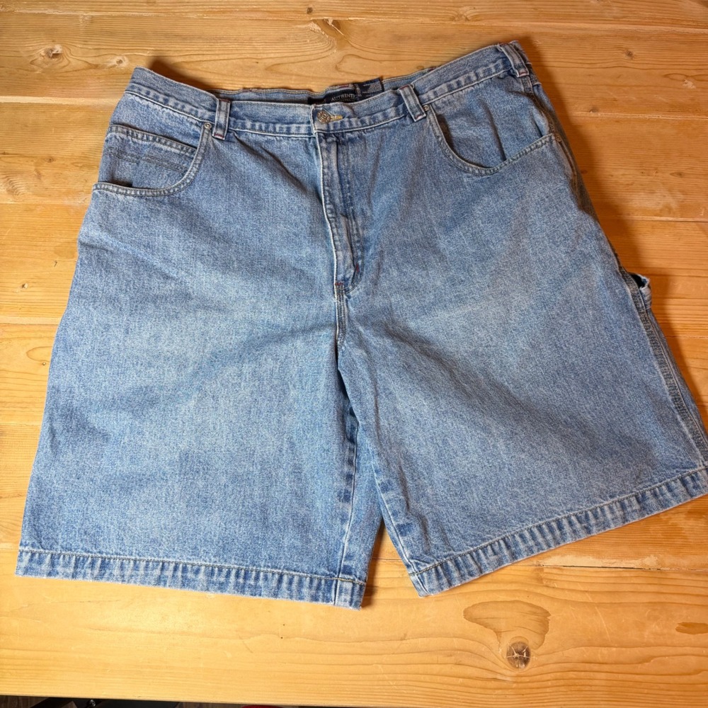 Faded Glory Mens Denim Carpenter Shorts Light Wash Blue Hammer‎ Loop Size 40